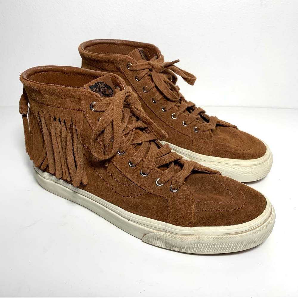 Vans Brown Fringe Suede High Top Sneakers Size 9